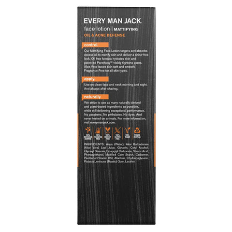 Every Man Jack, Oil Defense Face Lotion, 2.5 Oz