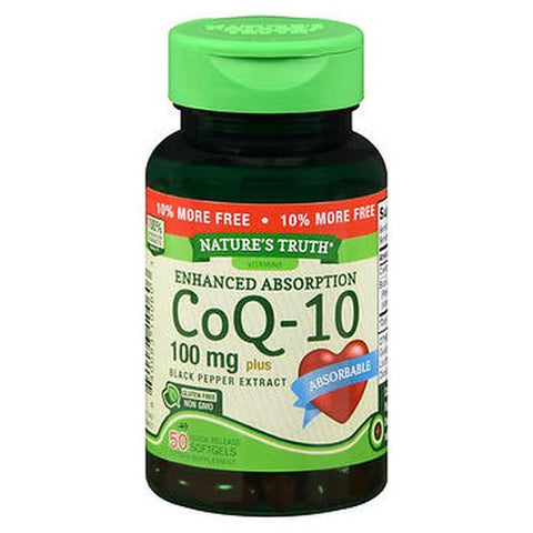 Nature's Truth, Nature's Truth Enhanced Absorption CoQ-10 Plus Black Pepper Extract, 100 Mg, 50 Caps