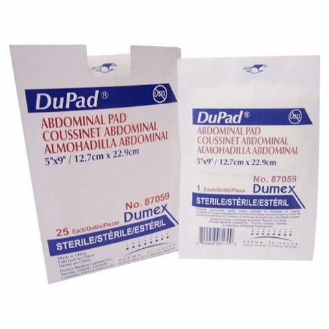Derma e, Abdominal Pad DuPad  Cellulose 1-Ply 8 X 10 Inch Rectangle Sterile, Box Of 25