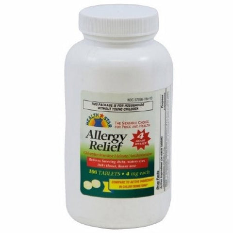Sunmark, Allergy Relief McKesson Brand 4 mg Strength Tablet 100 per Bottle, 100 Tablets