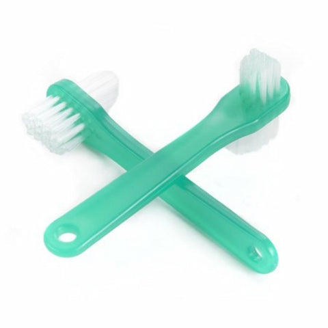 McKesson, Denture Brush 2 Sided Bristle Green, Case Of 10