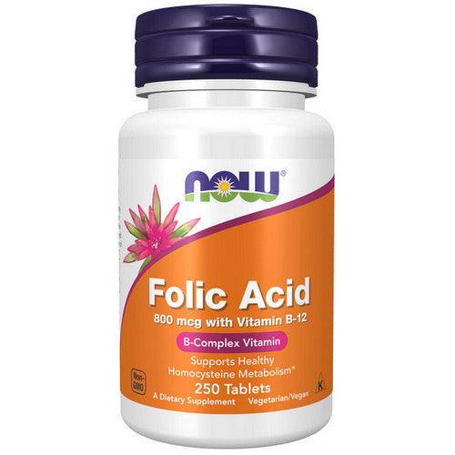 Buy Folic Acid with Vitamin B-12 250 Tabs By Now Foods | Herbspro.com ...