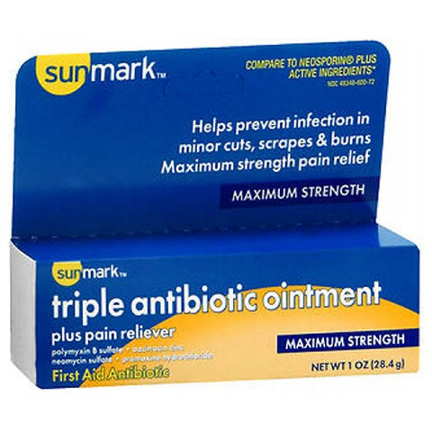 Sunmark, Sunmark Triple Antibiotic Ointment Plus Pain Reliever, 1 Oz