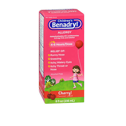 Benadryl, Benadryl Childrens Allergy Liquid, Cherry 8 oz | Shop ...